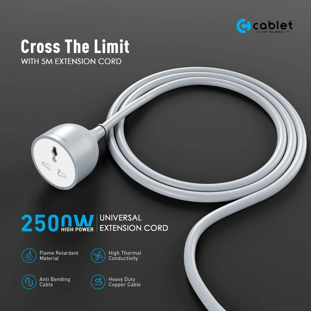 Cablet Power Cable Extension Cord 5m Output 2500w view 2